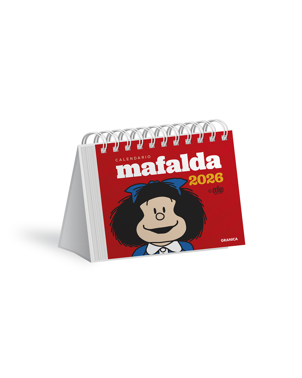 Calendario 2026 Mafalda escritorio rojo