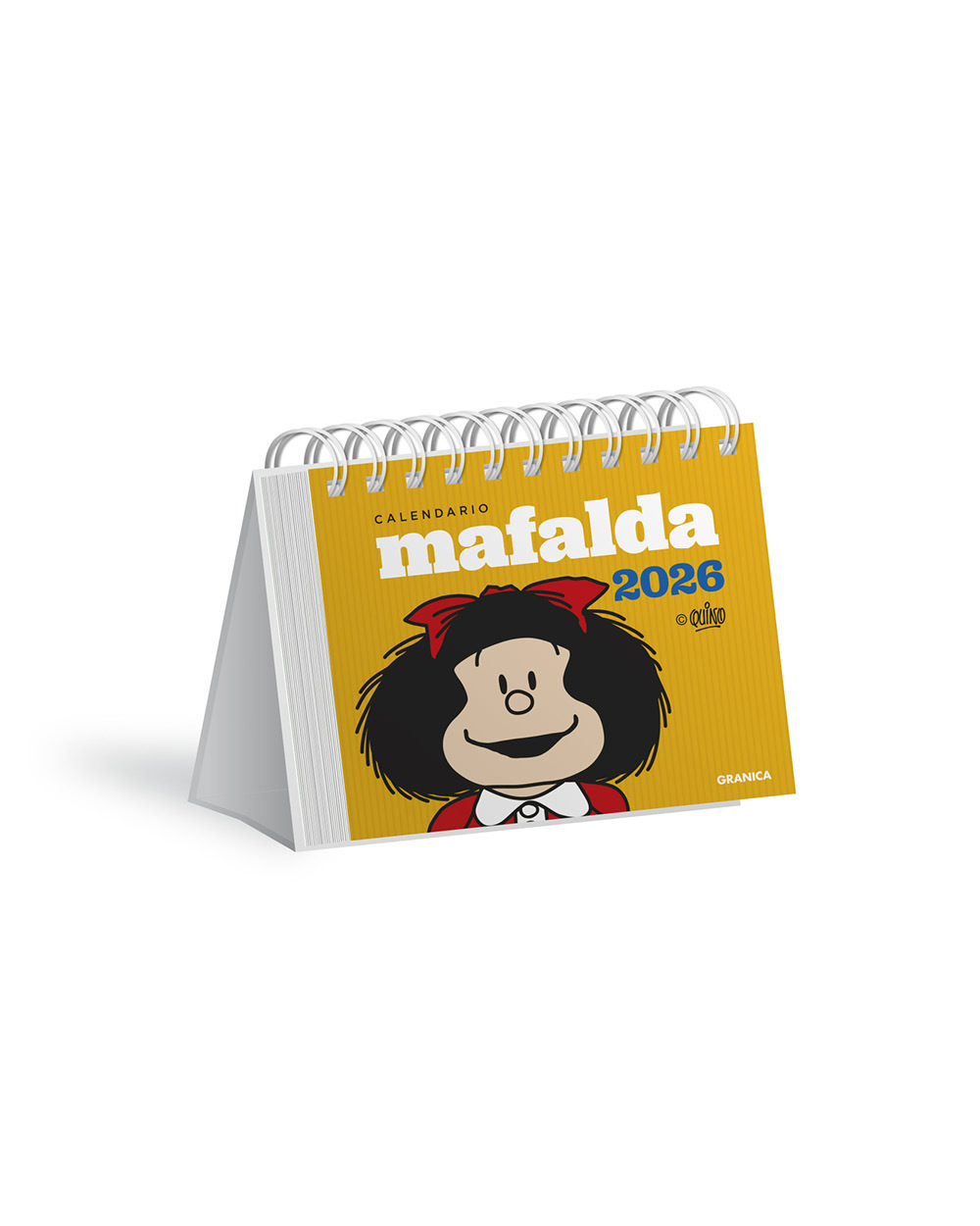Calendario 2026 Mafalda escritorio amarillo